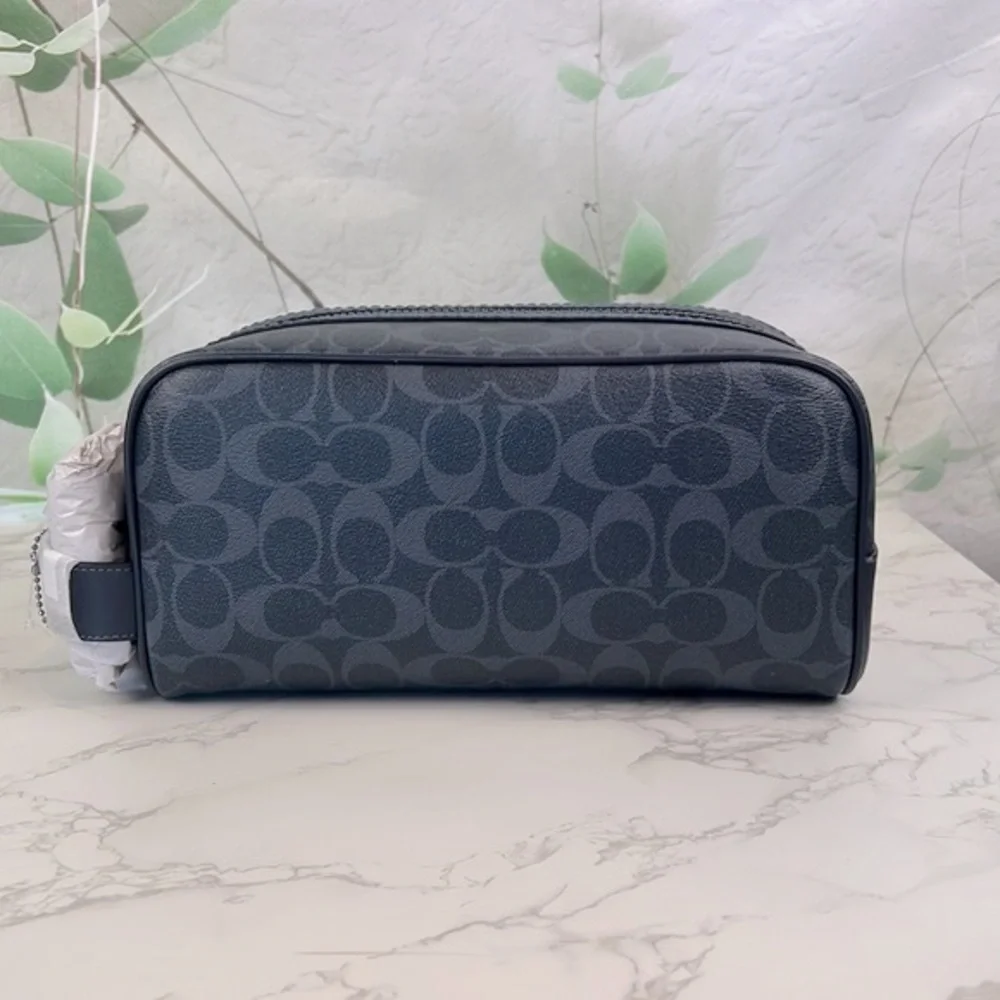 Coach Large Travel Kit In Signature Canvas Gunmetal/Denim Midnight